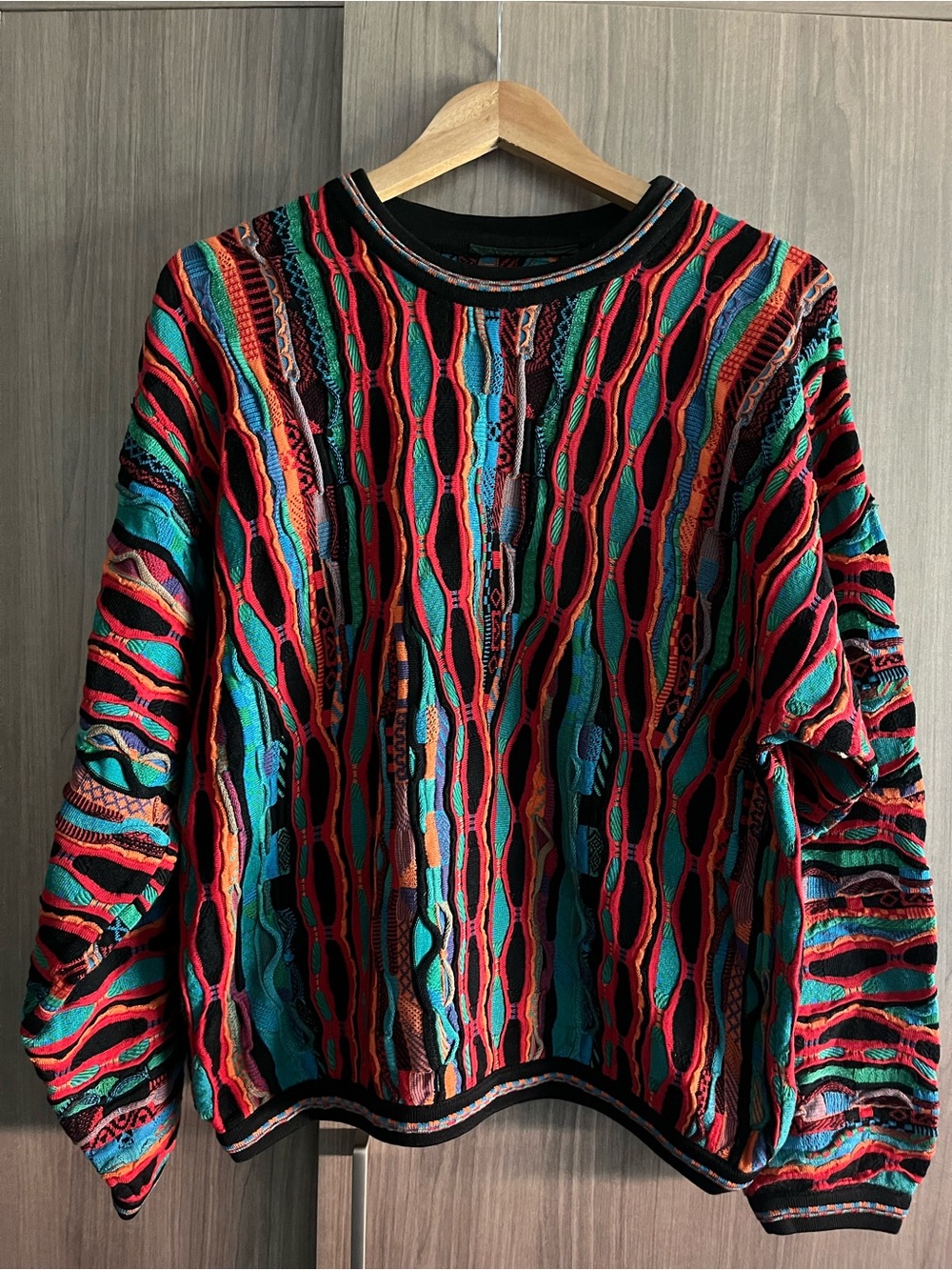 Vintage 90's Tundra Multi Color 100% Cotton Sweater Sz M Made in Canada